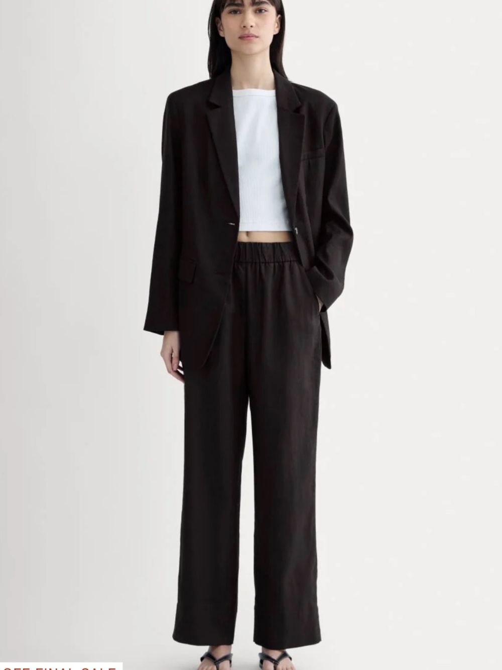 Everlane The Linen Easy Pant Size Medium Black European Flax Wide Leg Elastic